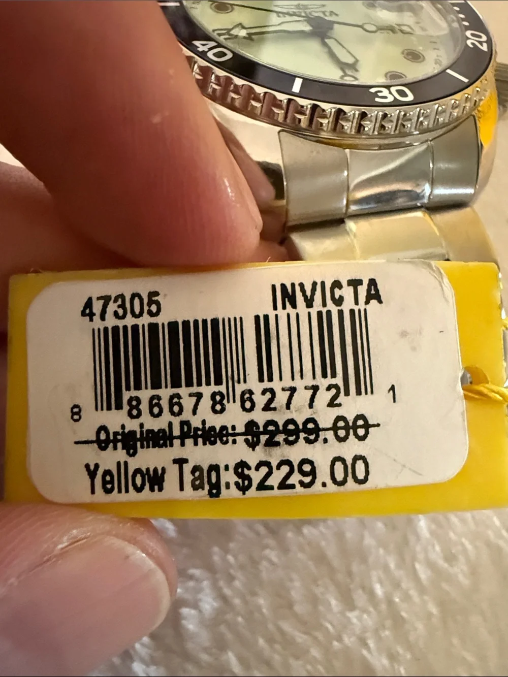 Invicta Men's Silver Case Watch with Black Bezel and Luminous Green Dial